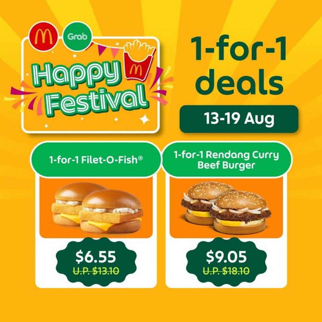McDonalds-Singapore-Happy-Festival-1-For-1-Deals-2 13-19 August 2026: McDonald's Singapore: Happy Festival 1-For-1 Deals and Free GrabFood Delivery Promotion