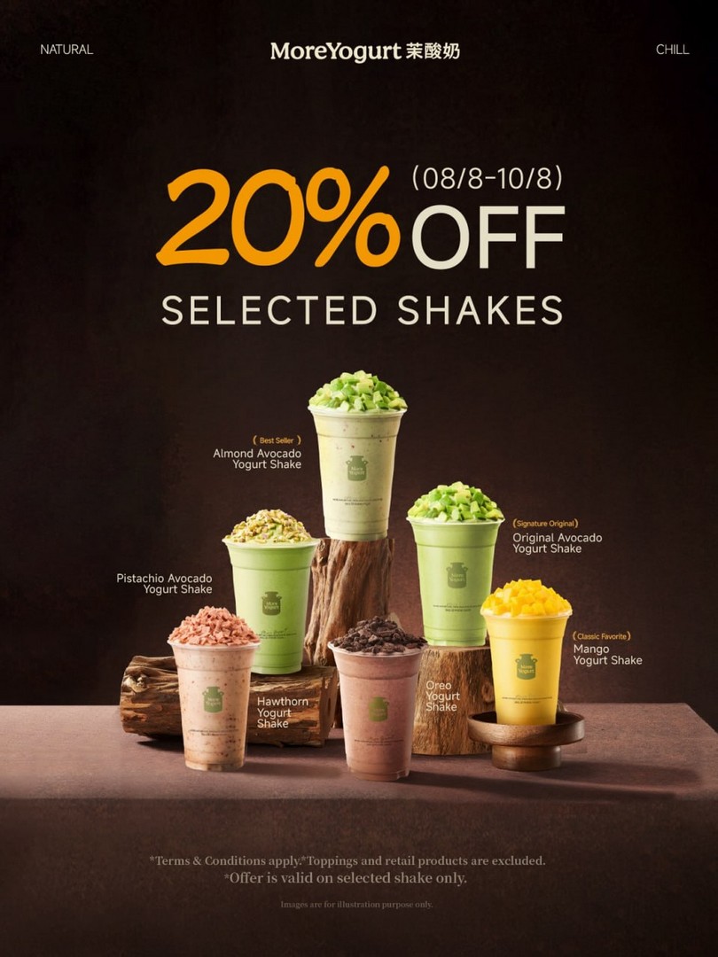 More-Yogurt-20-Off-Selected-Shakes-National-Day-Weekend-Promotion 8-10 August 2026: More Yogurt: 20% Off Selected Shakes National Day Weekend Promotion at Suntec City