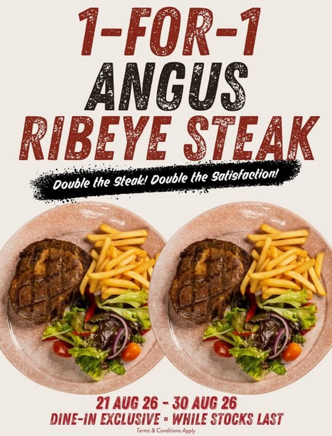 Morganfields-Singapore-42.90-for-2-Angus-Ribeye-Steaks 21-30 August 2026: Morganfield’s Singapore: $42.90++ for 2 Angus Ribeye Steaks with Fries and Garden Salad – Limited-Time Steak Promotion at Suntec City