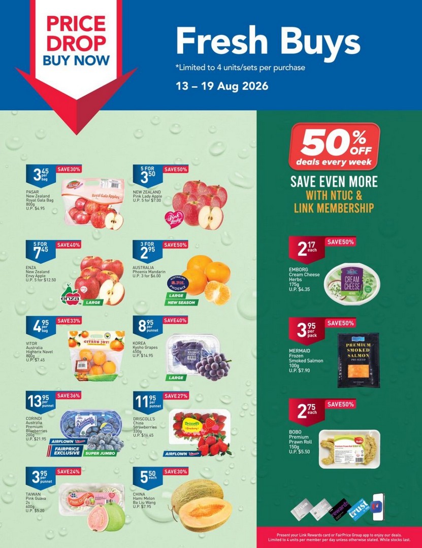 NTUC-FairPrice-Fresh-Buys-Sale-Promotion 13-19 August 2026: NTUC FairPrice Fresh Buys Sale Promotion – Up to 52% OFF Fresh Fruits, Seafood, Vegetables and Daily Essentials