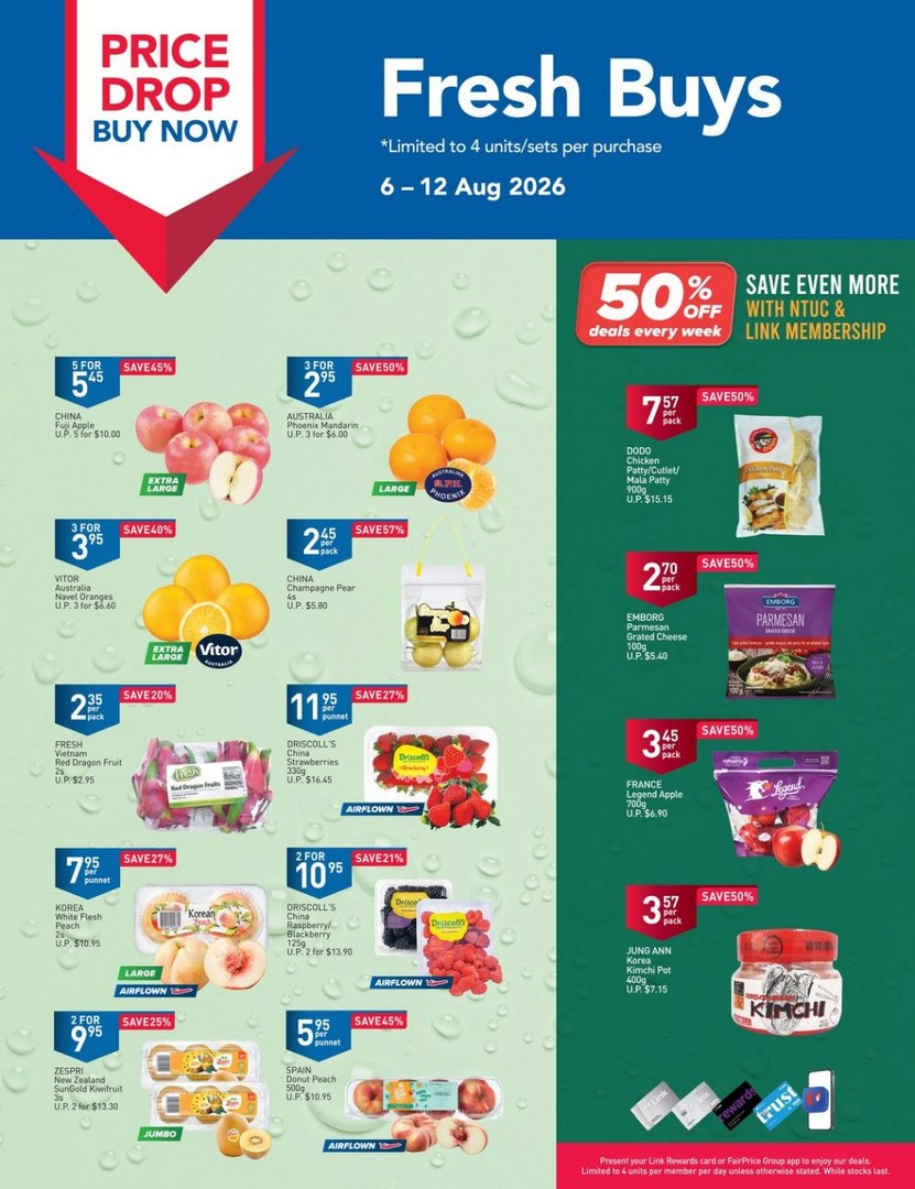 NTUC-FairPrice-Fresh-Buys-Weekly-Promotion 6-12 August 2026: NTUC FairPrice Fresh Buys Weekly Promotion – Save Up to 58% on Fresh Groceries, Fruits and Everyday Essentials Across Singapore