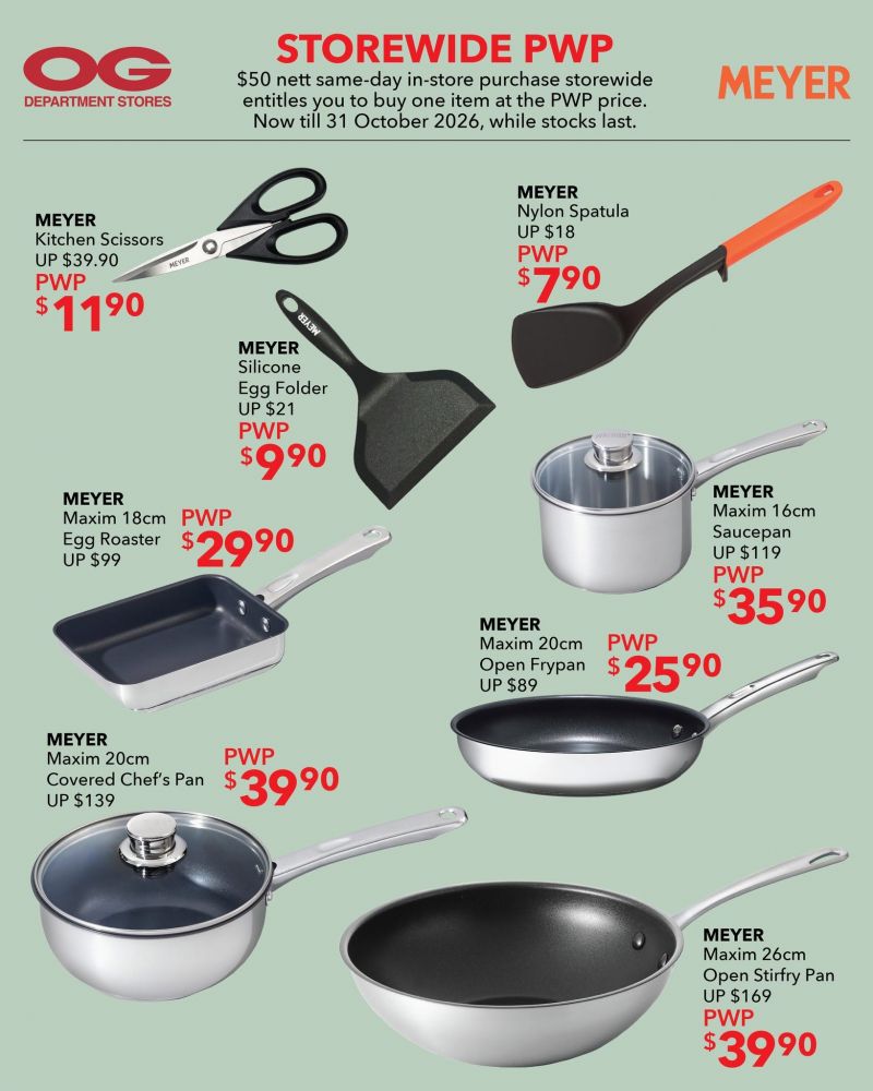OG-MEYER-Kitchenware-PWP-Promotion Now till 31 October 2026: OG: MEYER Kitchenware PWP Promotion from $7.90 at OG Albert and OG People’s Park