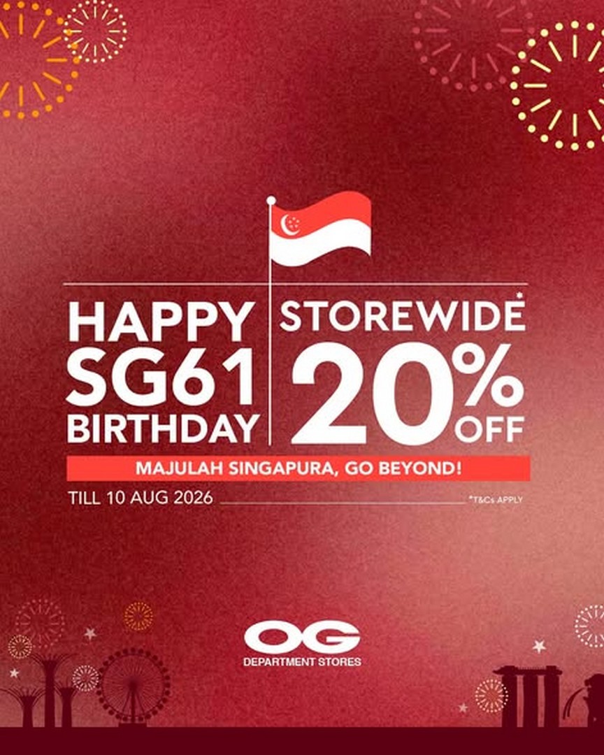 OG-Singapore-SG61-Celebration-Promotion Now till 10 August 2026: OG Singapore SG61 Celebration Promotion, Storewide 20% OFF Shopping Deals on Fashion, Home & Essentials