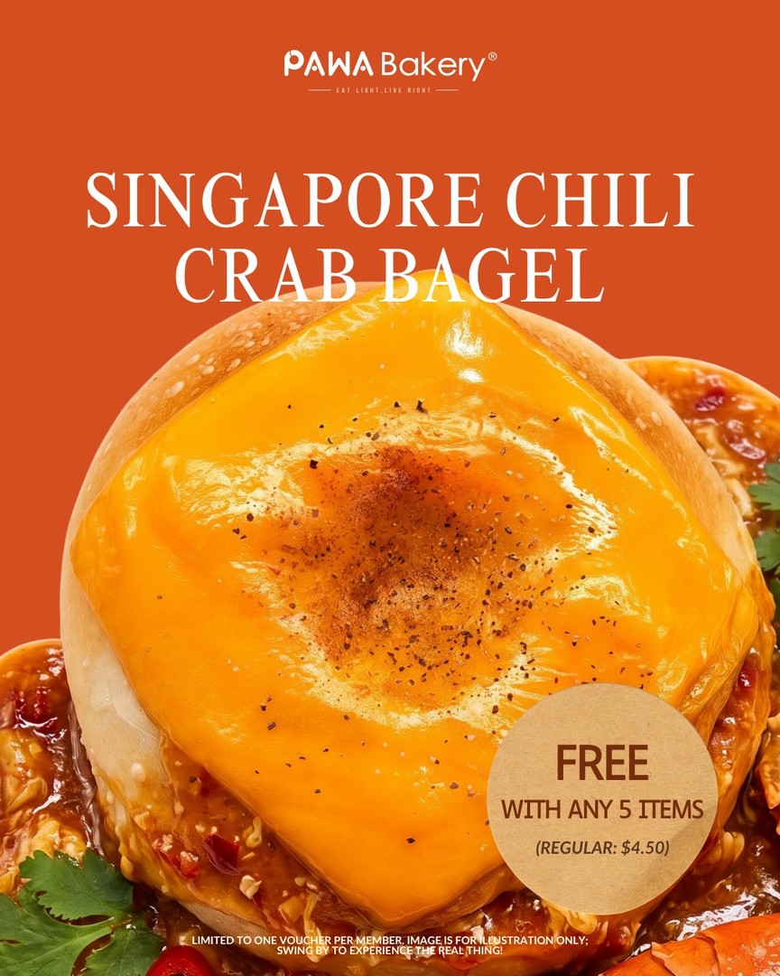 PAWA-Bakery-Promotion-Buy-5-Get-Free-Singapore-Chili 6 August 2026 onwards: PAWA Bakery: Promotion, Buy 5 Get Free Singapore Chili Crab Bagel Exclusive Member Deal