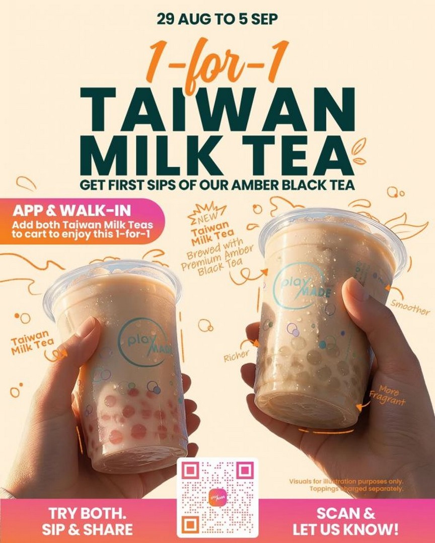 PlayMade-1-FOR-1-Taiwan-Milk-Tea-Taste-Test-Promotion 29 August-5 September 2026: PlayMade: 1-FOR-1 Taiwan Milk Tea Taste Test Promotion Featuring New Premium Amber Black Tea