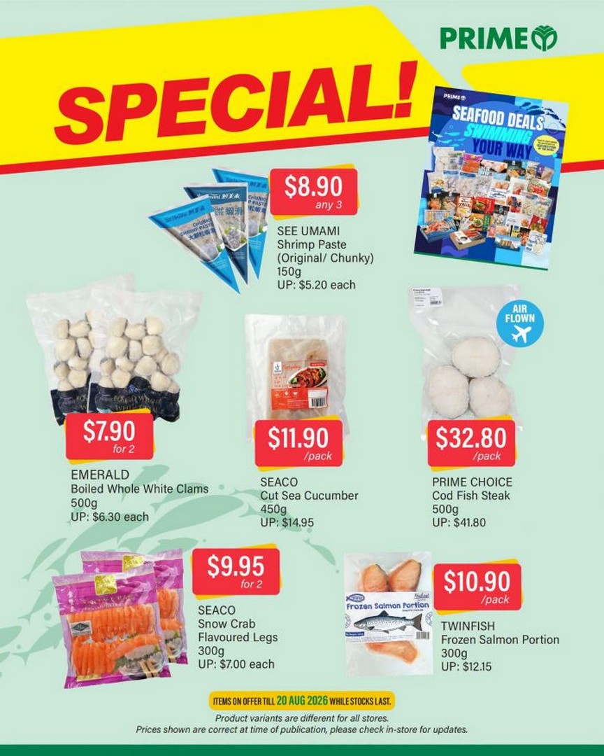 Prime-Supermarket-Seafood-Promotion-with-Special-Deals 14-20 August 2026: Prime Supermarket: Seafood Promotion with Special Deals on Cod Fish, Salmon, Clams and More