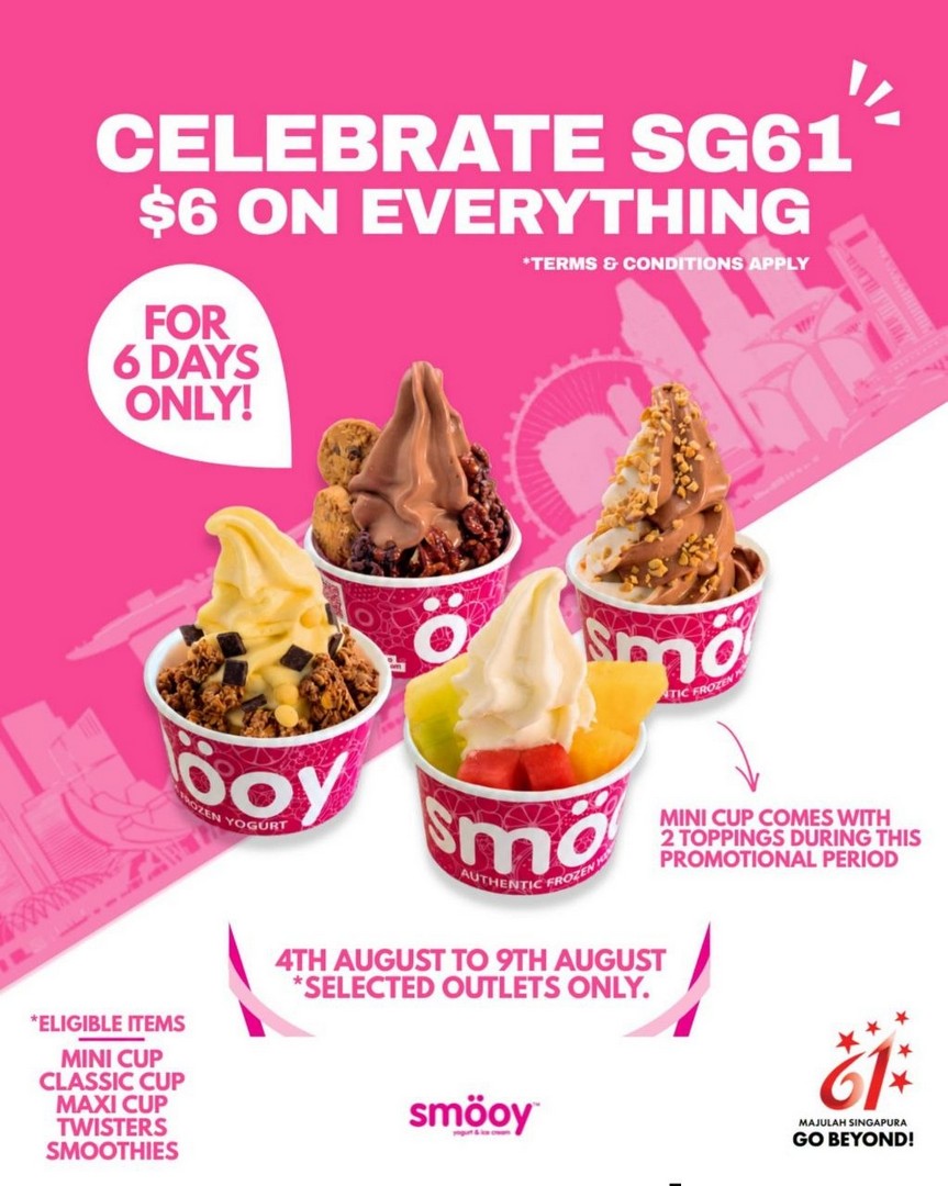 SMOOY-Singapore-SG61-6-Promotion Now till 9 August 2026: SMÖOY Singapore SG61 $6 Promotion – Enjoy Frozen Yogurt Cups, Twisters and Smoothies from Just $6 at Participating Outlets