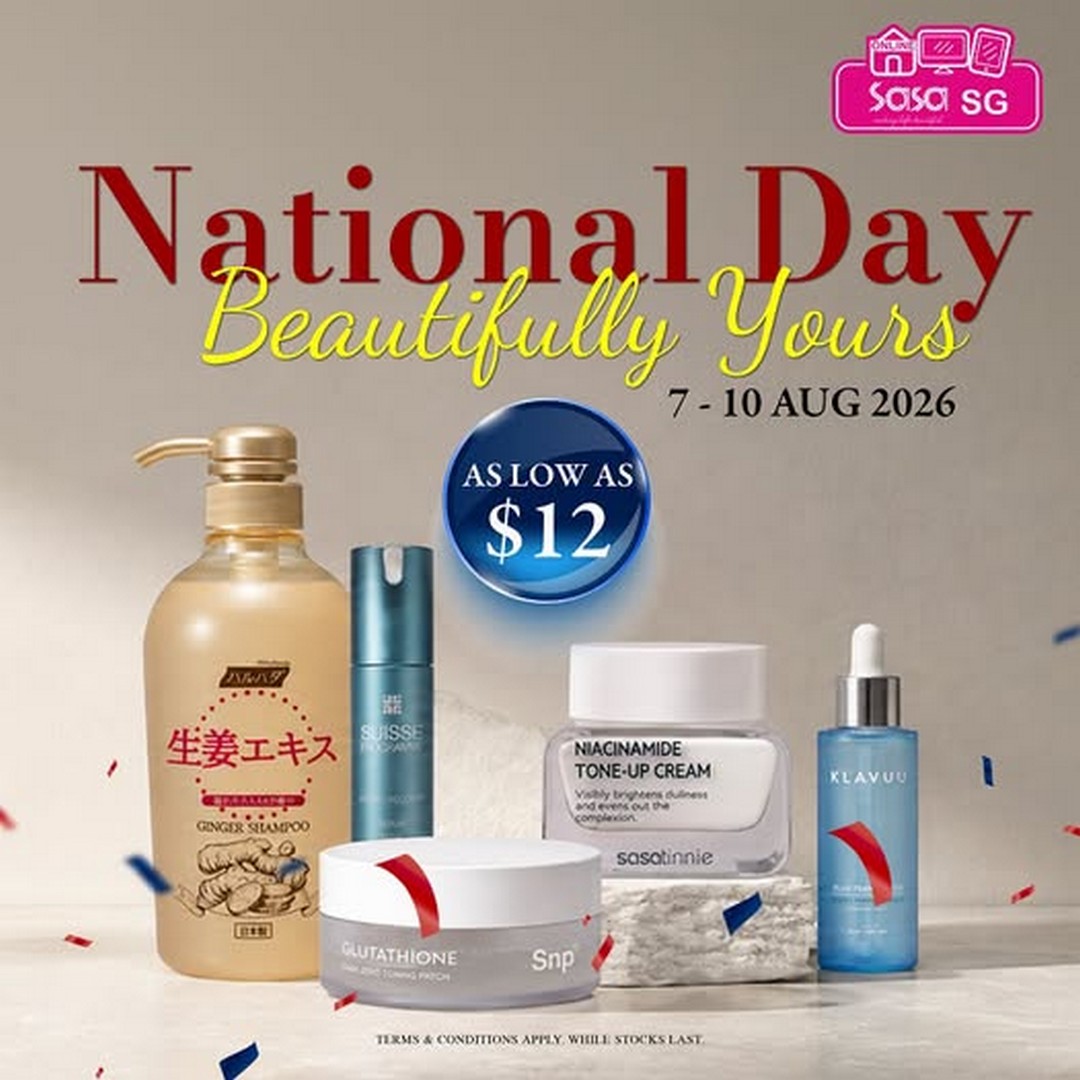 SaSa-Singapore-Mobile-App-Exclusive-National-Day-Promotion 7-10 August 2026: SaSa Singapore Mobile App Exclusive National Day Promotion, Beauty Deals From $12 Onwards