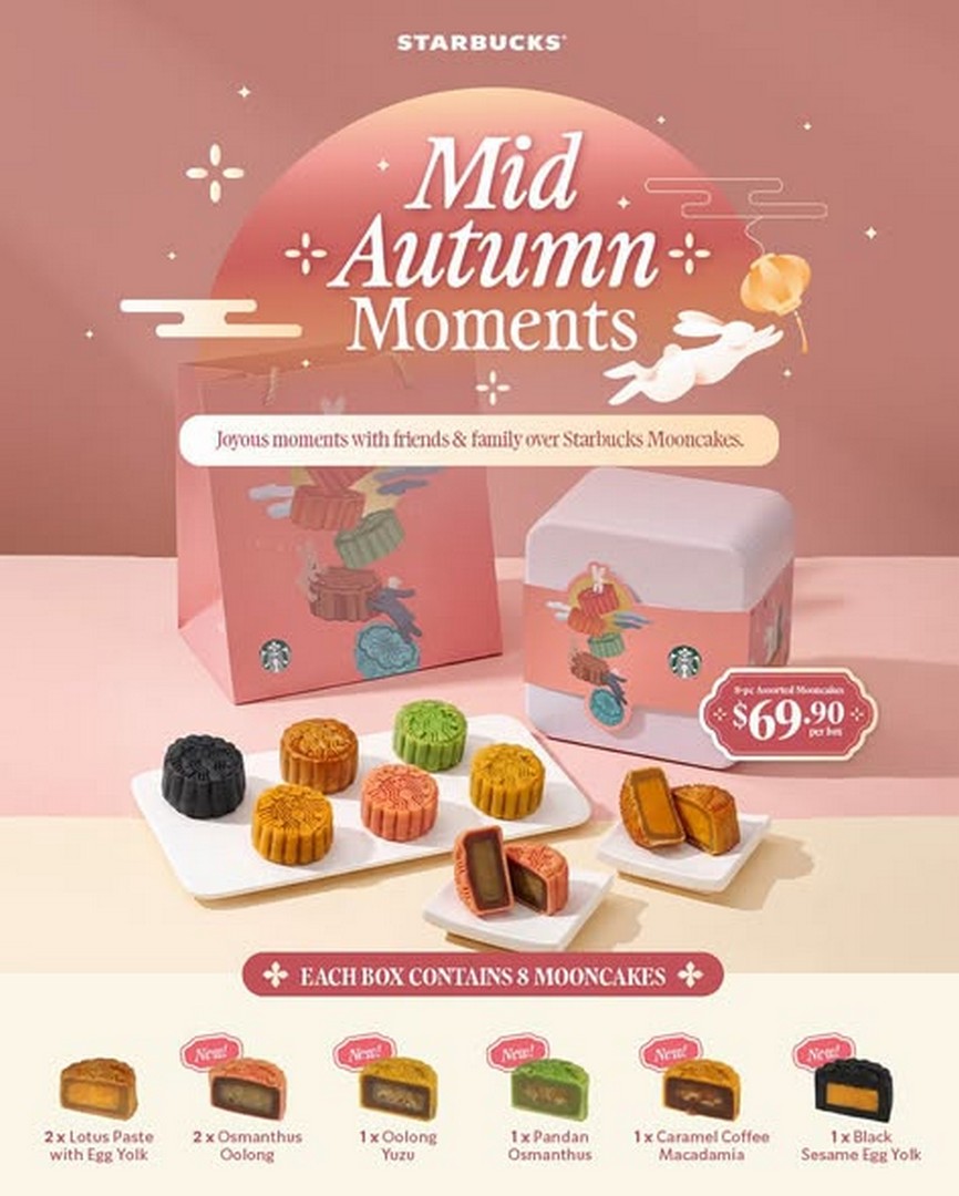 Starbucks-Singapore-Mooncake-Promotion 26 August 2026 onwards: Starbucks Singapore: Mooncake Promotion with 8 Assorted Mooncakes at $69.90, Plus Bonus Starbucks Rewards Stars