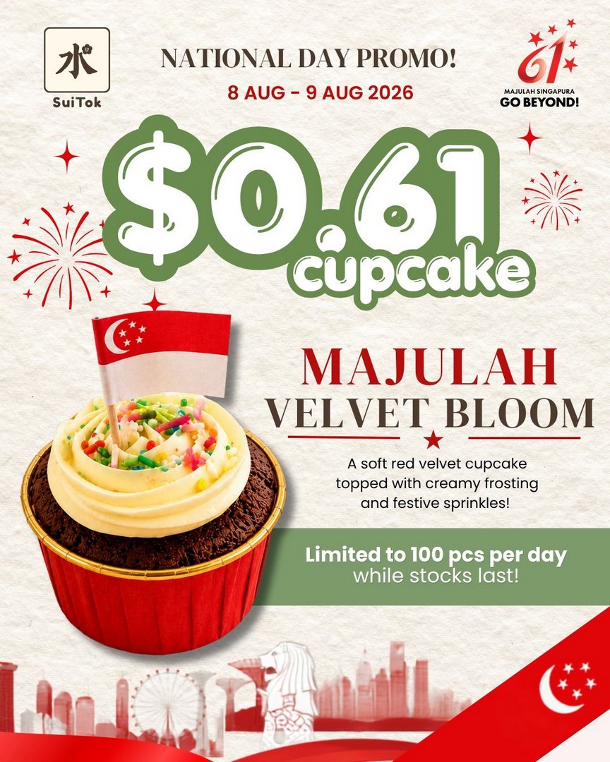 SuiTok-Singapore-Majulah-Velvet-Bloom-Cupcake-Promotion 8-9 August 2026: SuiTok Singapore, Majulah Velvet Bloom Cupcake Promotion at $0.61 for National Day Celebration Event