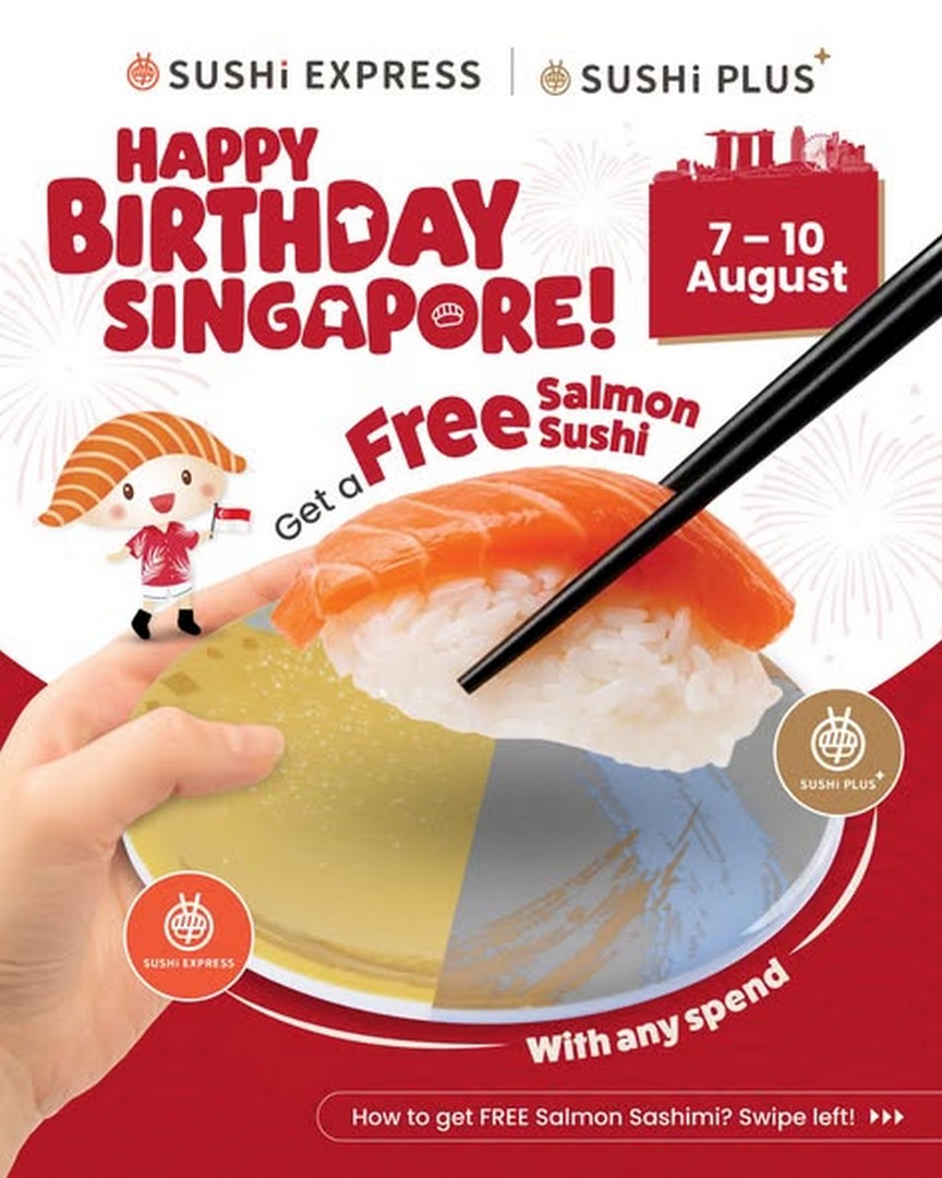 Sushi-Express-Singapore-National-Day-Free-Salmon-Sushi-Promotion 7-10 August 2026: Sushi Express Singapore National Day Free Salmon Sushi Promotion – Wear Red & White and Enjoy a Free Sushi Treat
