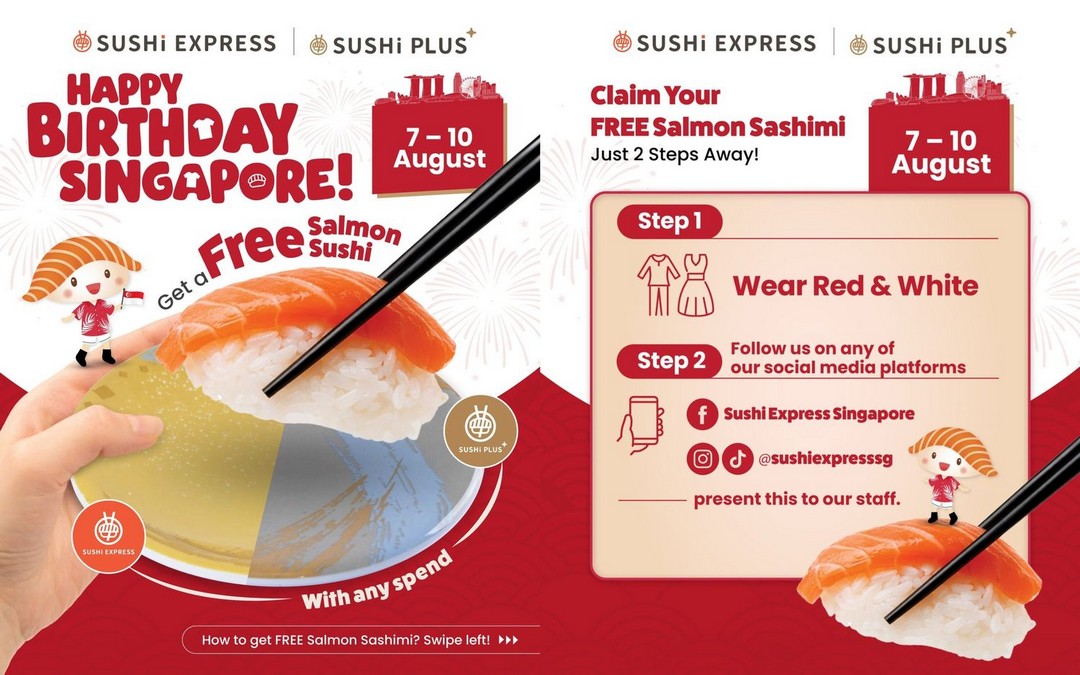 Sushi-Express-Singapore-National-Day-Promotion 7-10 August 2026: Sushi Express Singapore: National Day Promotion – Wear Red & White and Get Free Salmon Sushi