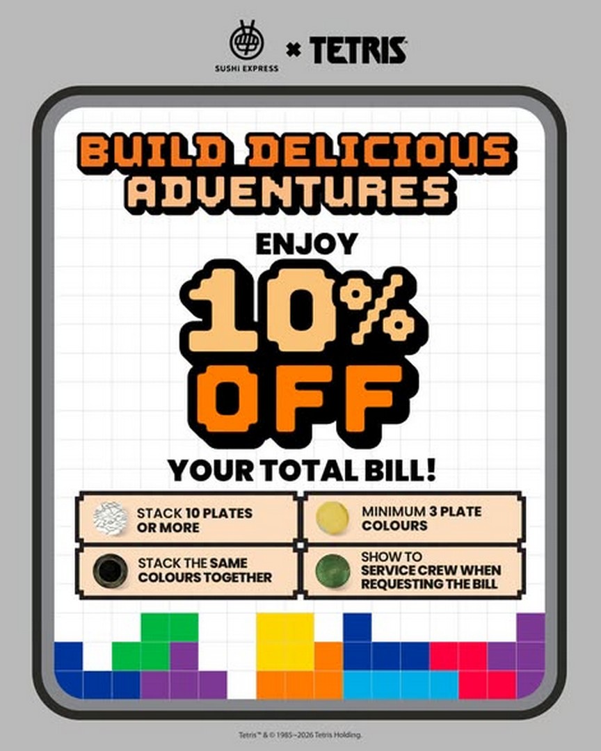 Sushi-Express-Singapore-x-Tetris-Promotion-1 13 August 2026 onwards: Sushi Express Singapore x Tetris Promotion – Take the Sushi Stack Challenge and Get 10% OFF Your Total Bill