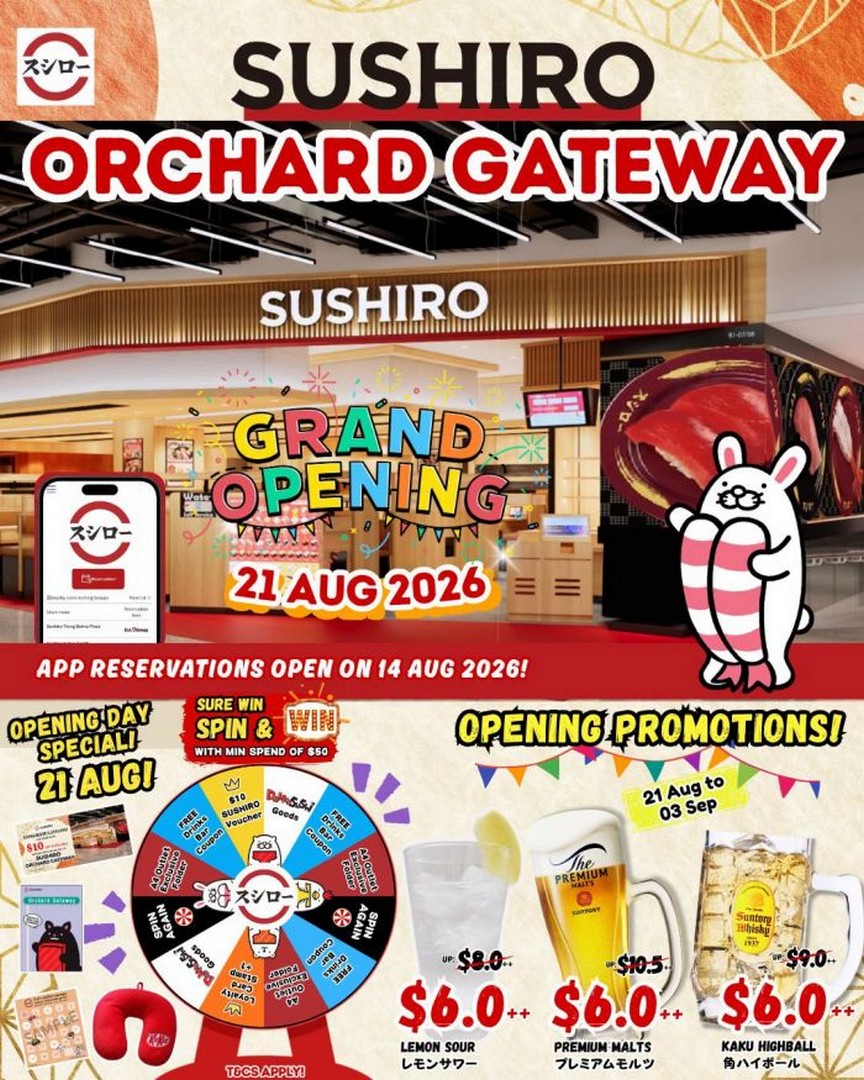 Sushiro-Orchard-Gateway-Grand-Opening-1-for-1-Sushi-Promotion 21 August-4 September 2026: Sushiro Orchard Gateway: Grand Opening 1-for-1 Sushi Promotion with Up to 50% Off Premium Sushi