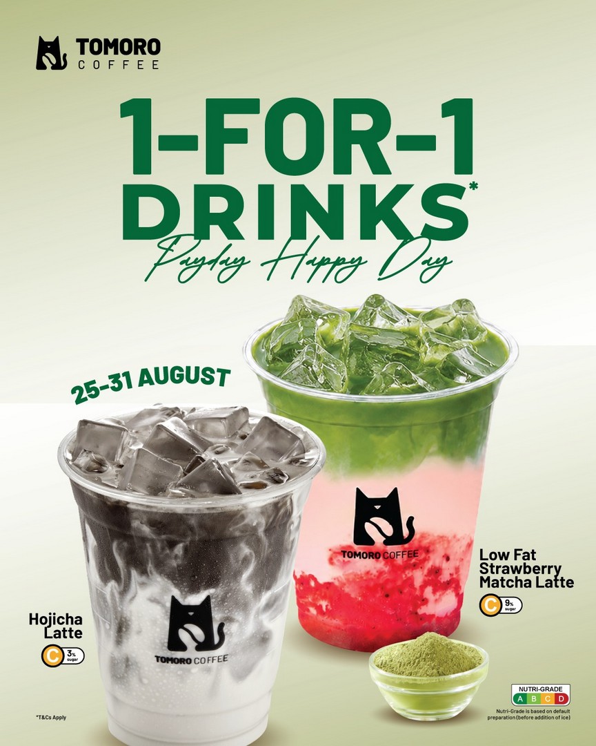 TOMORO-COFFEE-Singapore-August-Payday-1-for-1-Promotion 27-31 August 2026: TOMORO COFFEE Singapore: August Payday 1-for-1 Promotion on TOMORO COFFEE SG App