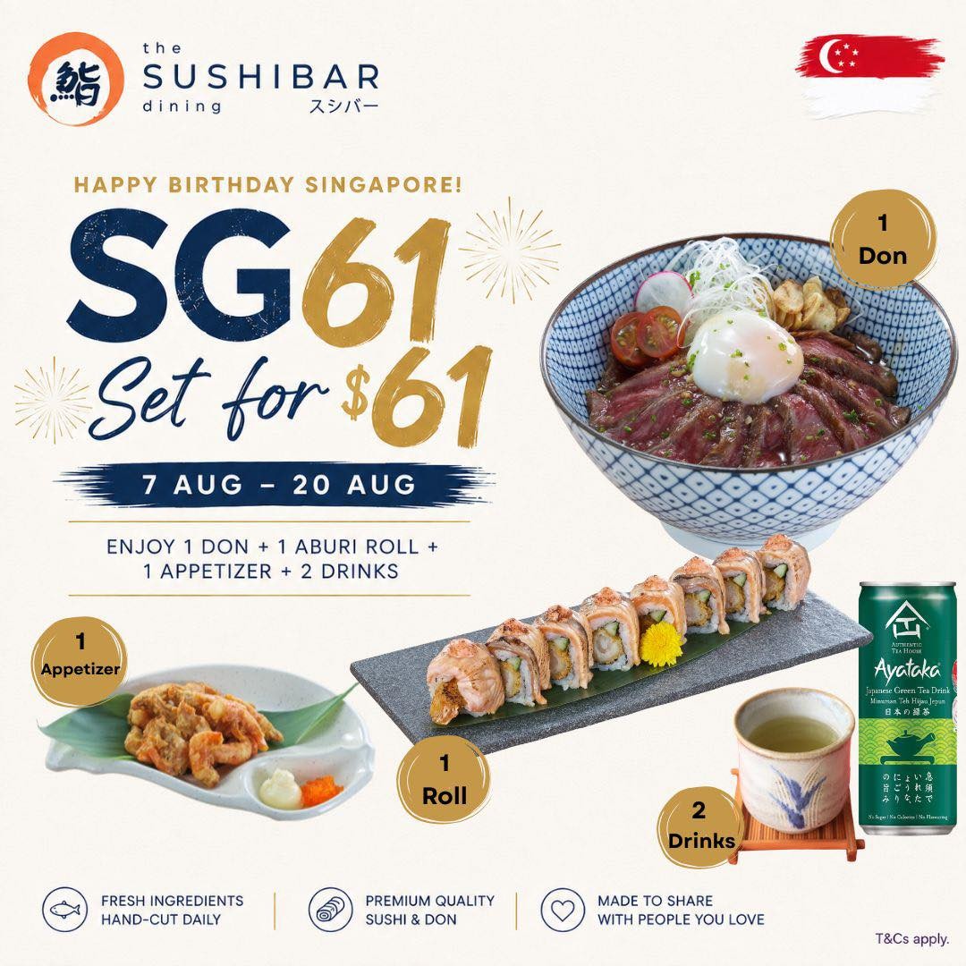 The-Sushi-Bar-Singapore-SG61-61-Set-Meal-Promotion 7-20 August 2026: The Sushi Bar Singapore, SG61 $61 Set Meal Promotion with Signature Don, Aburi Roll, Appetiser and Drinks