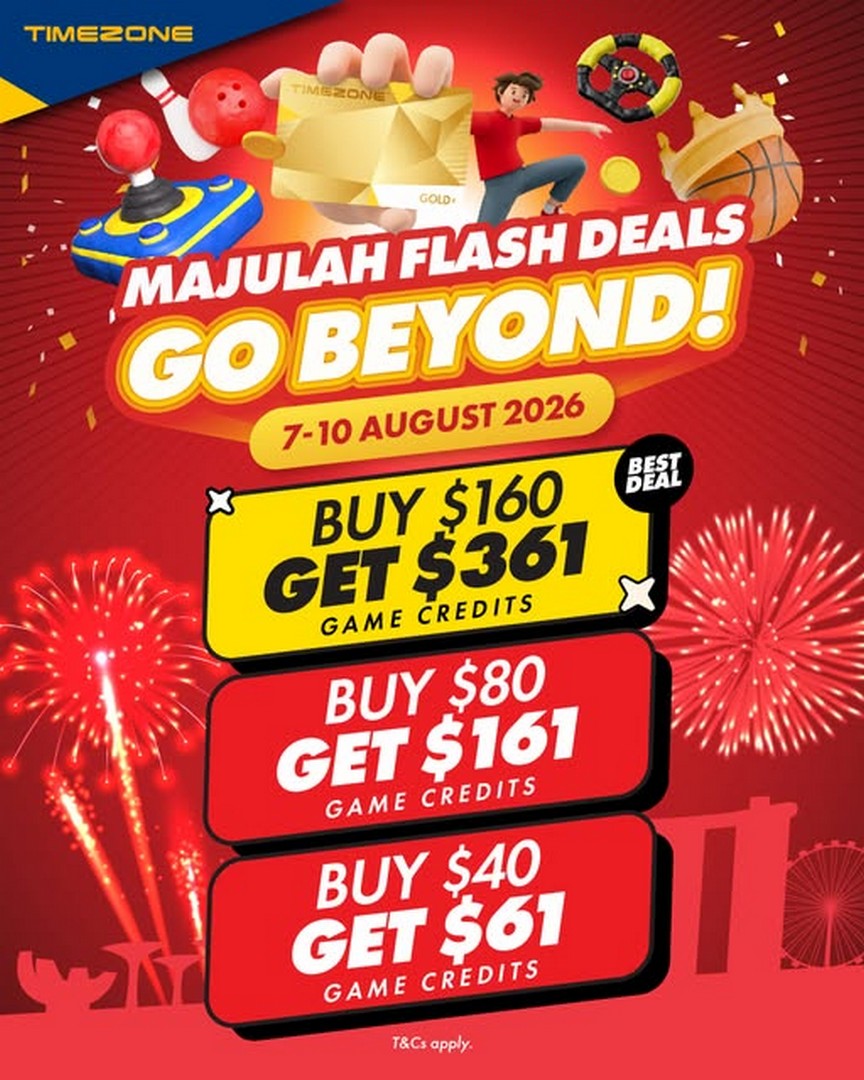 Timezone-Singapore-National-Day-Flash-Deal-Promotion 7-10 August 2026: Timezone Singapore National Day Flash Deal Promotion – Buy Game Credits from $40 and Receive Up to $361 Value During the Long Weekend Sale