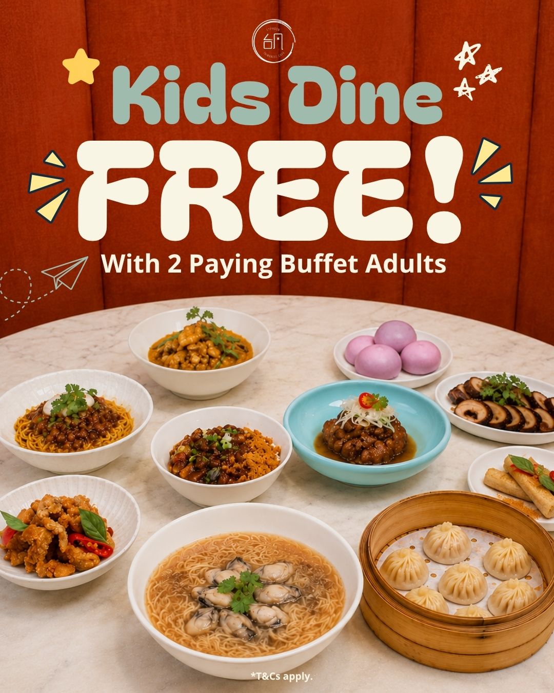 Typhoon-Taiwanese-Cafe-Promotion-–-Kids-Dine-Free 1-30 September 2026: Typhoon Taiwanese Cafe: Promotion – Kids Dine Free with 2 Paying Buffet Adults at Orchard Road