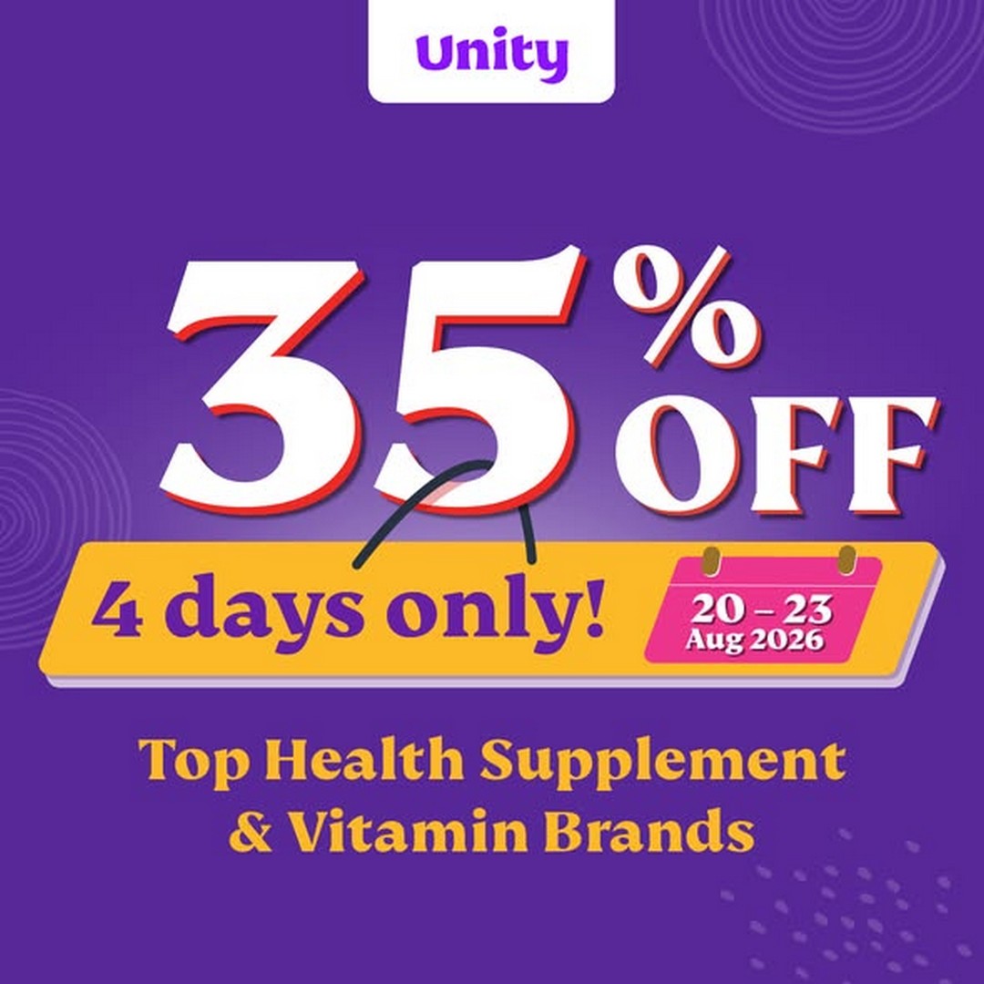Unity-Pharmacy-35-Off-Health-Supplements-and-Vitamins-Promotion 20-23 August 2026: Unity Pharmacy: 35% Off Health Supplements and Vitamins Promotion for 4 Days Only