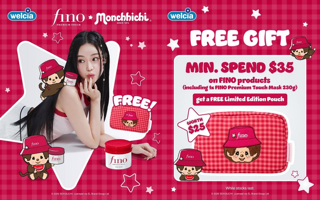 Welcia-BHG-FINO-Buy-2-Get-20-Off-Promotion 17 August 2026 onwards: Welcia-BHG: FINO Buy 2 Get 20% Off Promotion with FREE Limited Edition Monchhichi Pouch