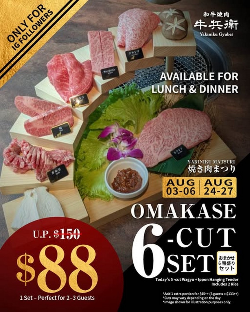 Yakiniku-Gyubei-Wagyu-Set-Promotion 24-27 August 2026: Yakiniku Gyubei: Wagyu Set Promotion: 6 Premium Cuts for $88 for 2-3 Guests