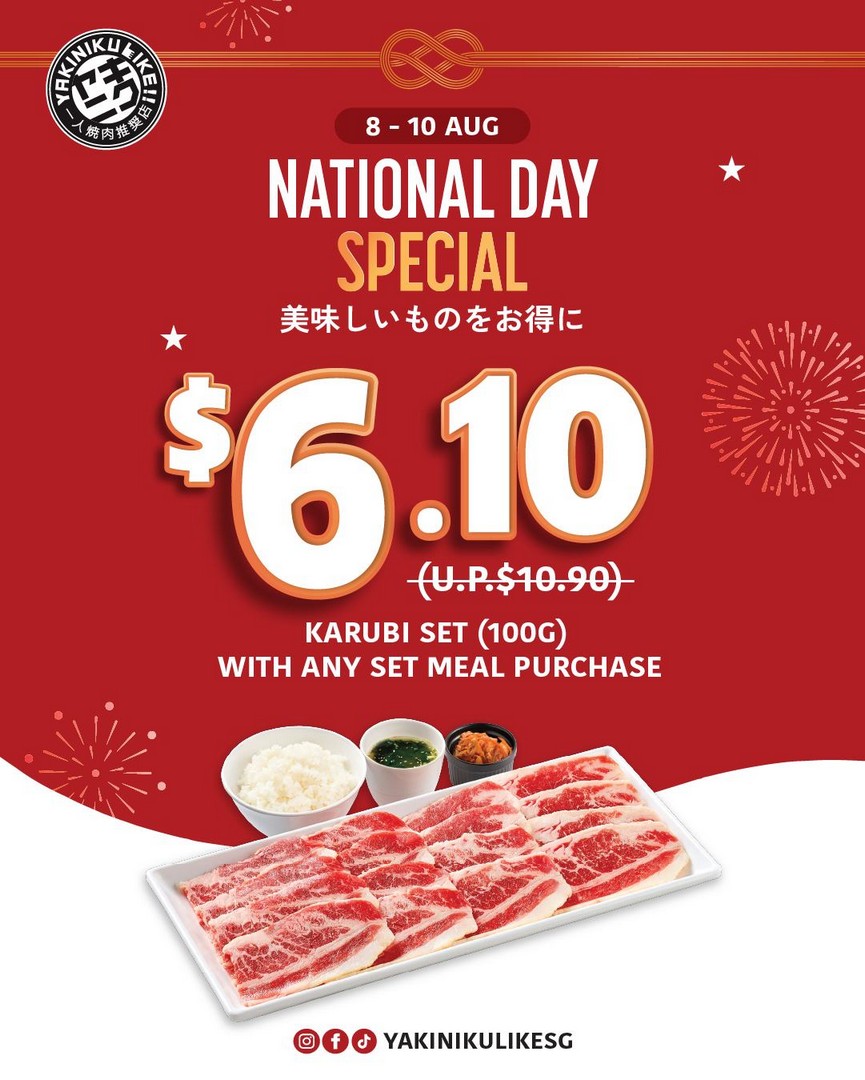 Yakiniku-LIKE-Singapore-6.10-Karubi-Set-National-Day-Promotion 8-10 August 2026: Yakiniku LIKE Singapore: $6.10 Karubi Set National Day Promotion