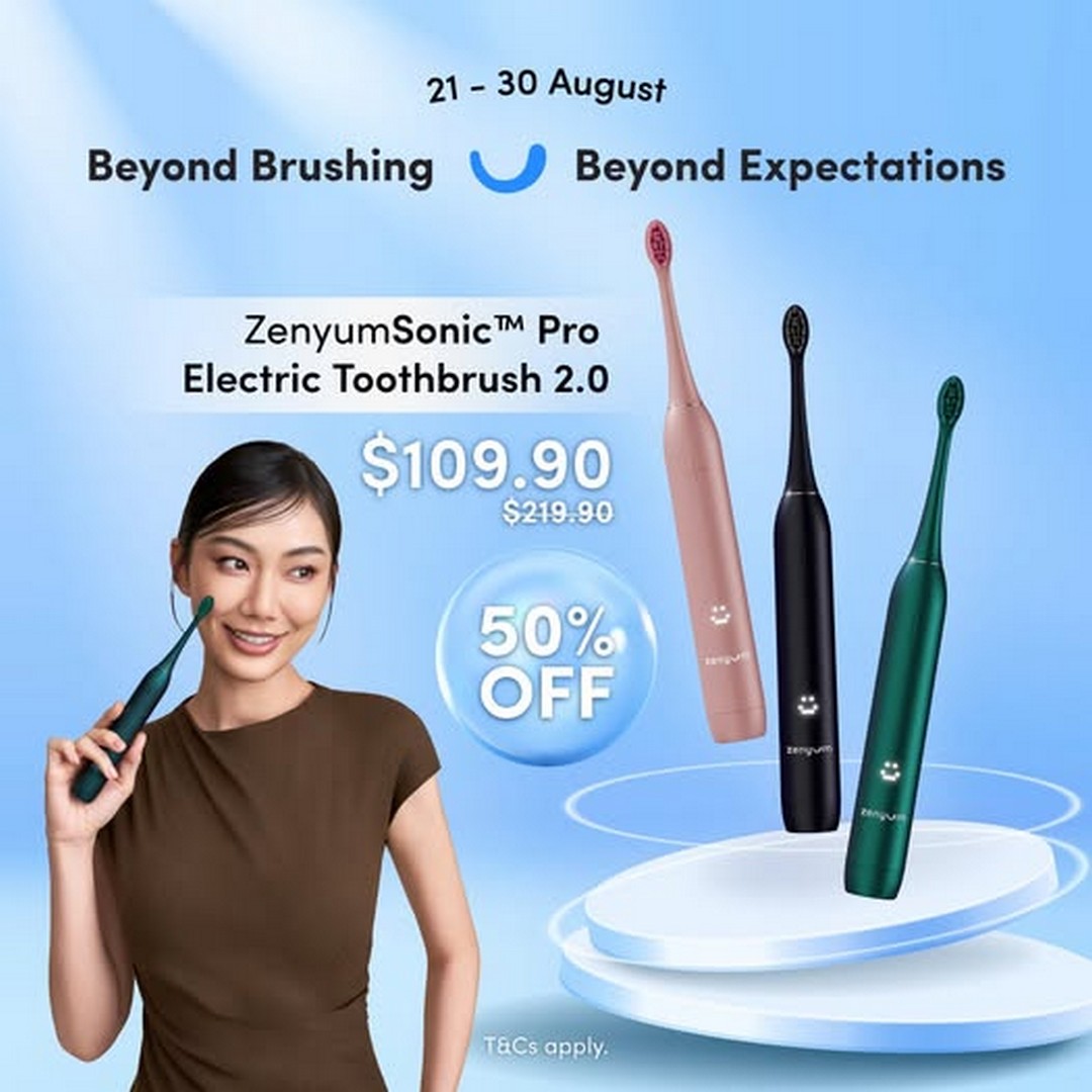 Zenyum-Singapore-ZenyumSonic-Pro-2.0-50-Off-Sale 21-30 August 2026: Zenyum Singapore: ZenyumSonic Pro 2.0 50% Off Sale at $109.90, Get an Advanced Sonic Electric Toothbrush for Less