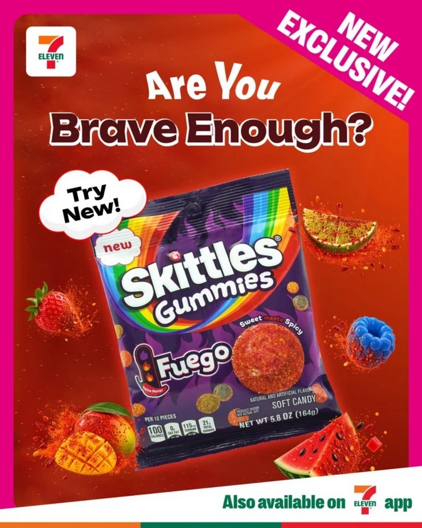 7-Eleven-Singapore-Skittles-Gummies-Fuego-Sweet-and-Spicy-Promotion 29 September 2026 onwards: 7-Eleven Singapore: Skittles Gummies Fuego Sweet and Spicy Promotion at S$7.90