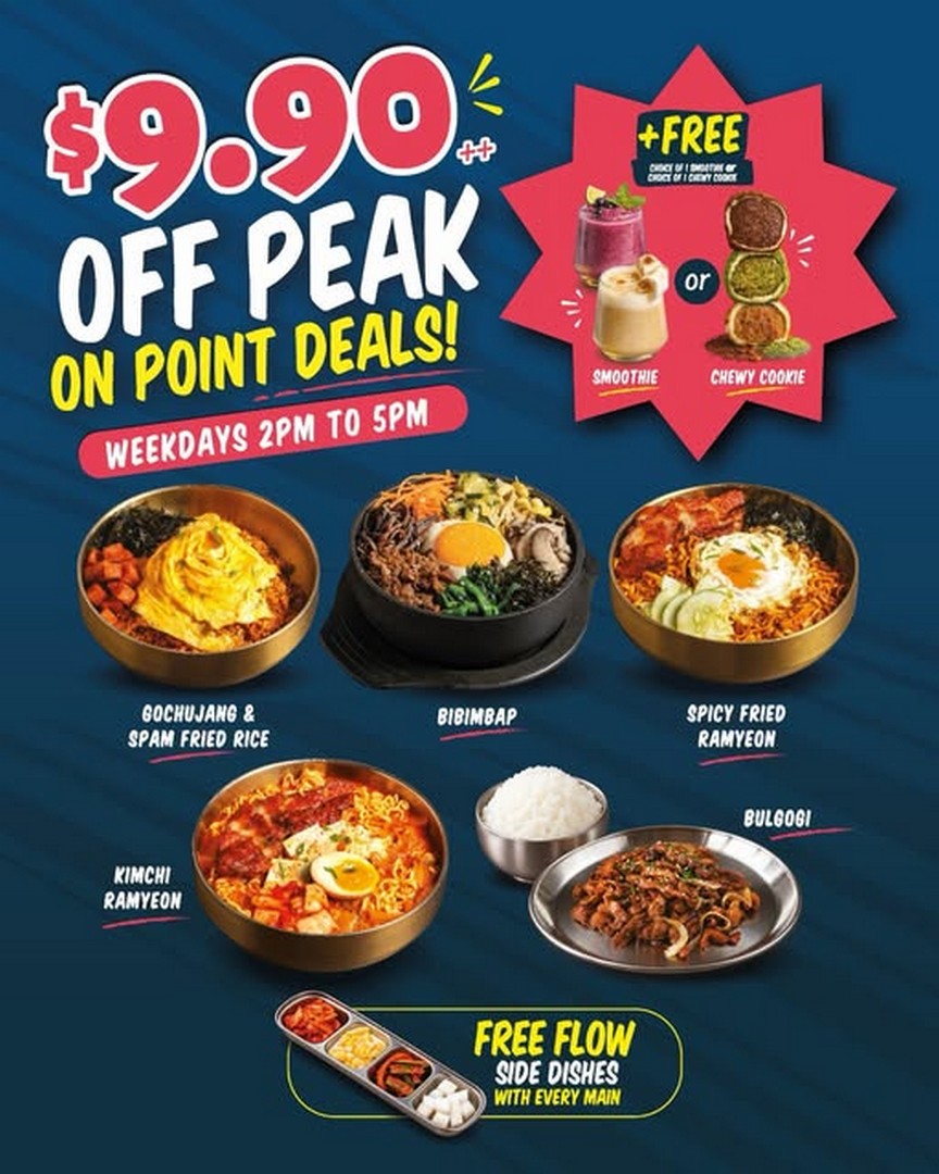 Ajummas-Korean-Restaurant-9.90-Off-Peak-Promotion 7 September 2026 onwards: Ajumma’s Korean Restaurant $9.90++ Off-Peak Promotion with Main, Free-Flow Side Dishes and K-Treat