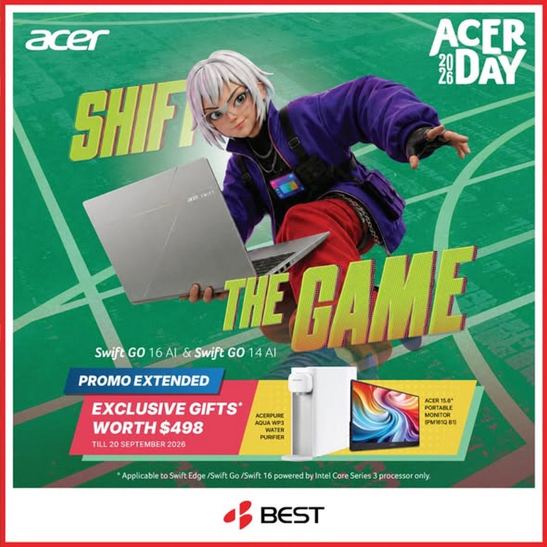 BEST-Denki-Singapore-Acer-Day-Promotion 17 September 2026 onwards: BEST Denki Singapore: Acer Day Promotion with Free Gifts Worth $498, Acer Swift Go AI Series Copilot+ PC, Online and Retail Outlets