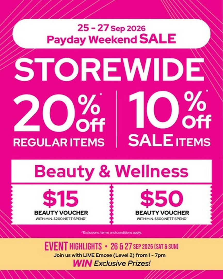 BHG-Singapore-Storewide-Payday-Weekend-Sale-Beauty-Voucher-Giveaway 25-27 September 2026: BHG Singapore Storewide Payday Weekend Sale & Beauty Voucher Giveaway