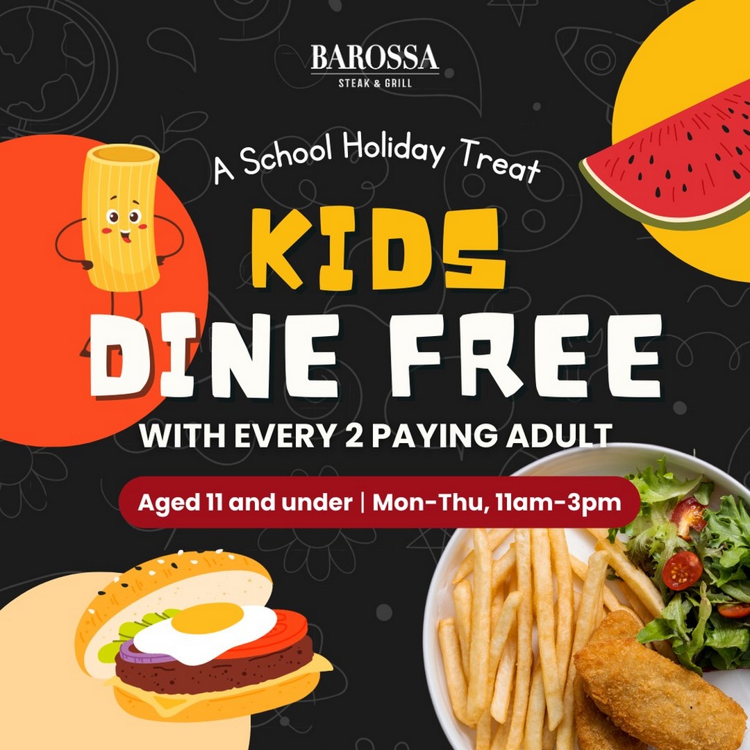 Barossa-Kids-Dine-Free-Promotion-with-2-Paying-Adults 1-30 September 2026: Barossa: Kids Dine Free Promotion with 2 Paying Adults, Monday to Thursday 11am-3pm at VivoCity