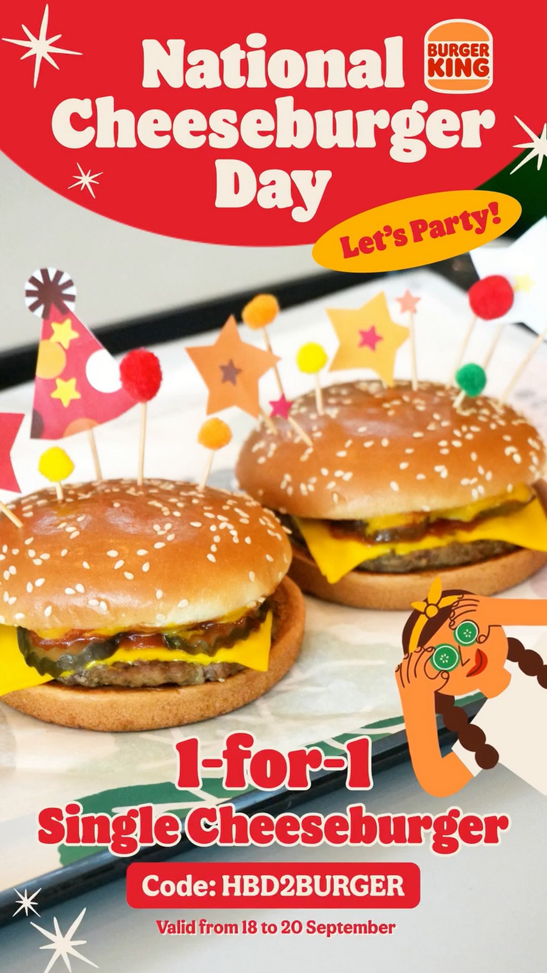 Burger-King-1-for-1-Cheeseburger-Promotion-at-Participating-Singapore-Outlets 18-20 September 2026: Burger King: 1-for-1 Cheeseburger Promotion at Participating Singapore Outlets