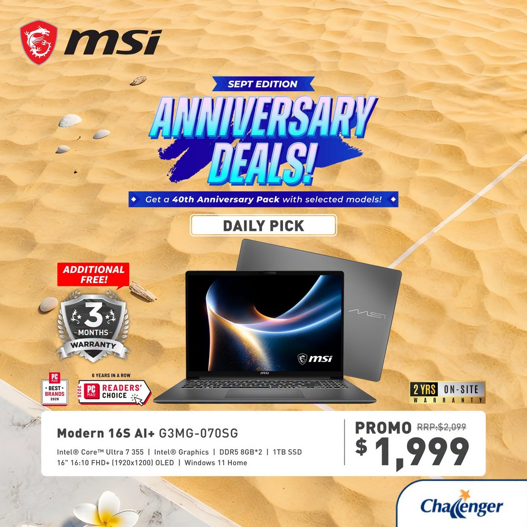 Challenger-Singapore-MSI-40th-Anniversary-Promotion-5 17 September 2026 onwards: Challenger Singapore: MSI 40th Anniversary Promotion with Up to $1,500 Savings, Free 3-Month Warranty and Exclusive Gift Packs