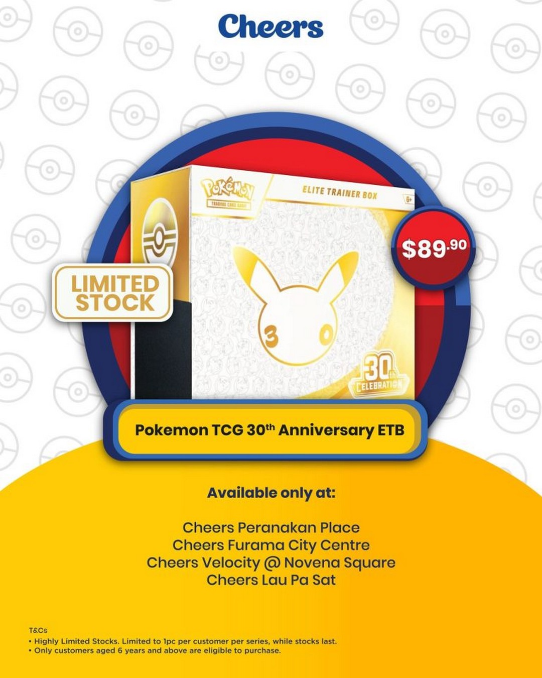 Cheers-Pokemon-TCG-30th-Anniversary-Collection-Sale-From-34.90 24 September 2026: Cheers: Pokémon TCG 30th Anniversary Collection Sale From $34.90 at Selected Stores From 1pm