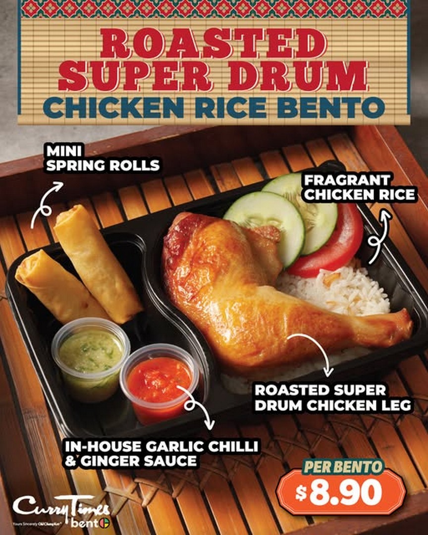 Curry-Times-8.90-Roasted-Super-Drum-Chicken-Rice-Bento-Promotio 7 September-7 October 2026: Curry Times: $8.90 Roasted Super Drum Chicken Rice Bento Promotion at Woodlands MRT