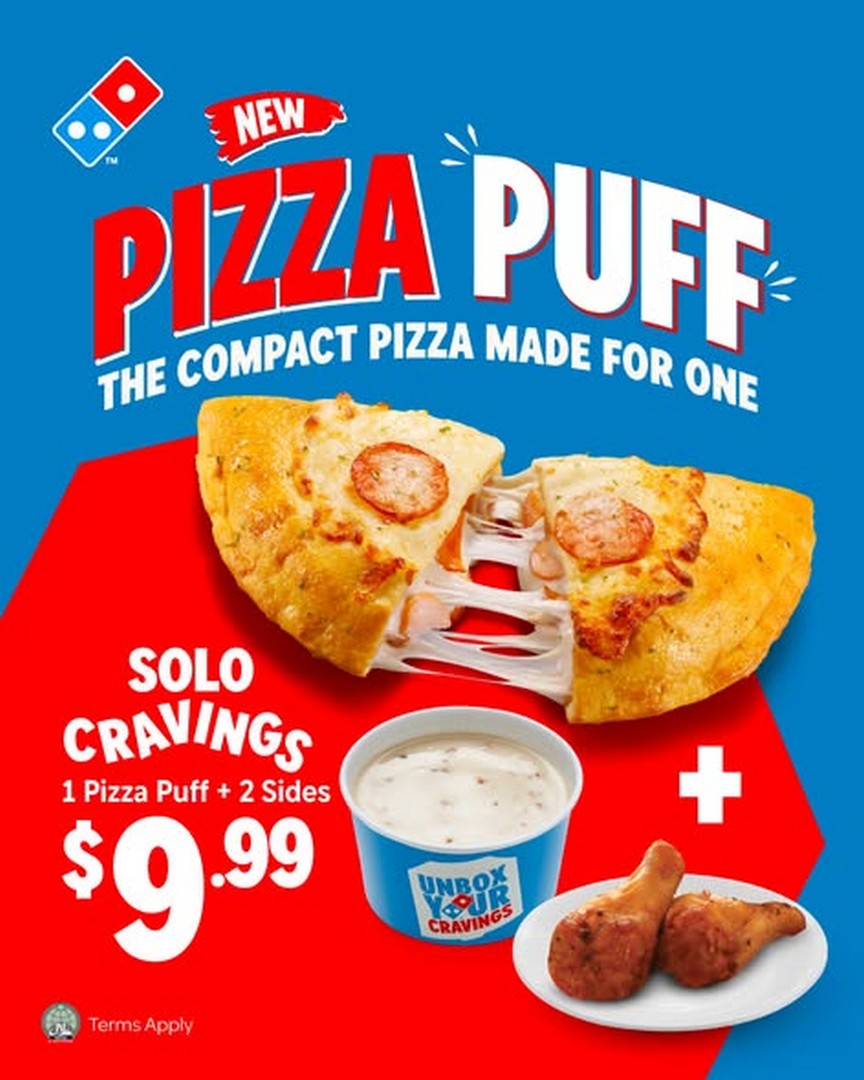 Dominos-Pizza-Singapore-Pizza-Puff-From-6.99-and-Solo-2 7 September 2026 onwards: Domino's Pizza Singapore: Pizza Puff From $6.99 and Solo Craving Promotion With 2 Sides