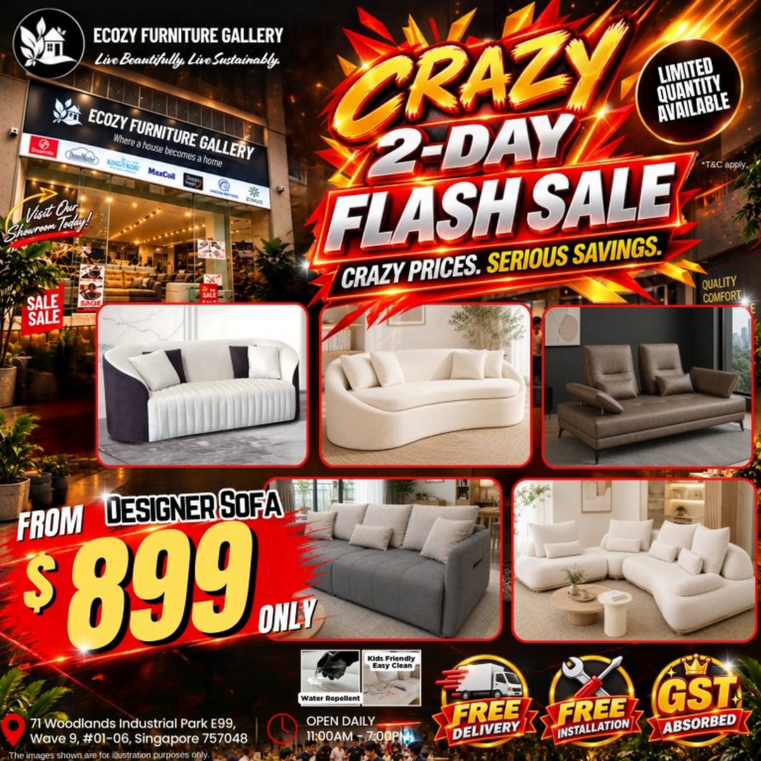 Ecozy-Furniture-Gallery-Crazy-2-Day-Flash-Sale-5 24–25 September 2026: Ecozy Furniture Gallery: Crazy 2-Day Flash Sale with $699 Queen Bed Set and FREE Single Bed Set, 11am–4pm at Woodlands