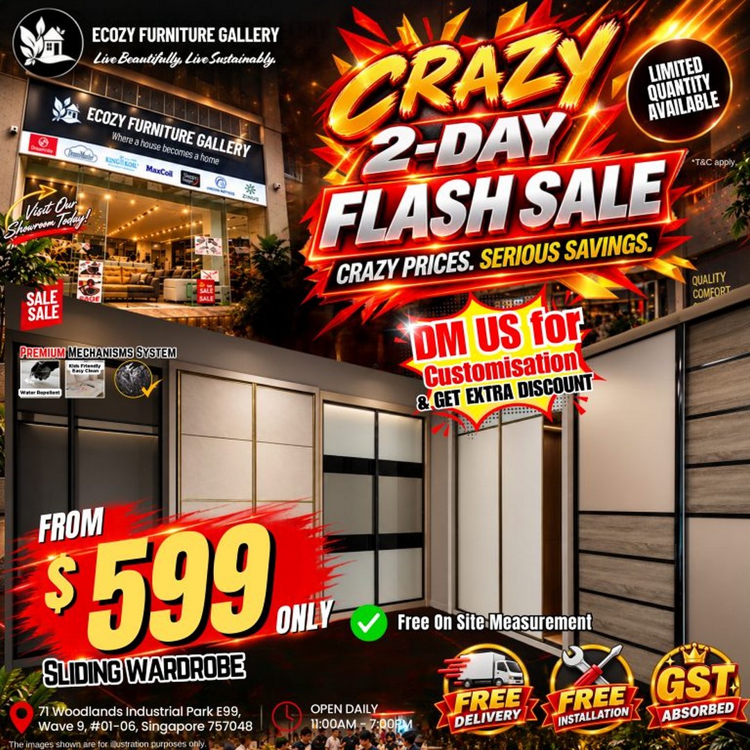 Ecozy-Furniture-Gallery-Crazy-2-Day-Flash-Sale-6 24–25 September 2026: Ecozy Furniture Gallery: Crazy 2-Day Flash Sale with $699 Queen Bed Set and FREE Single Bed Set, 11am–4pm at Woodlands