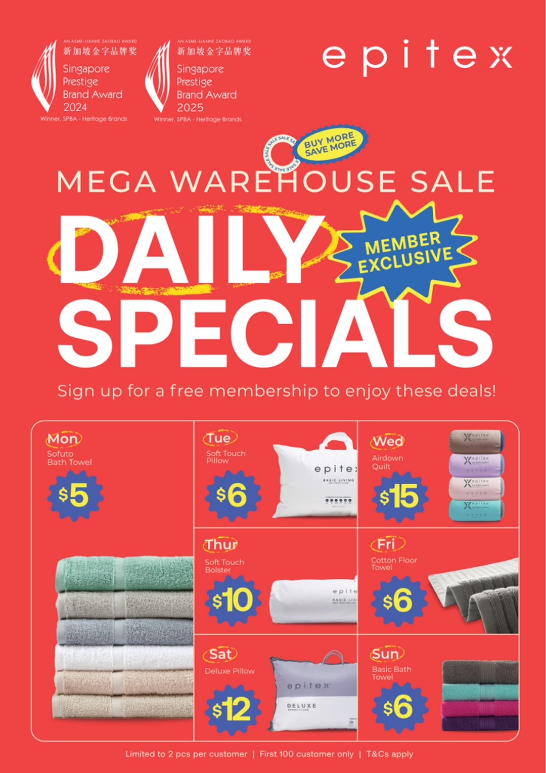 Epitex-Mega-Warehouse-Sale-at-City-Square-Mall 21–27 September 2026: Epitex Mega Warehouse Sale at City Square Mall – Up to 90% Off, $5 Towels, $6 Pillows & Buy 1 Get 1 Free Promotion