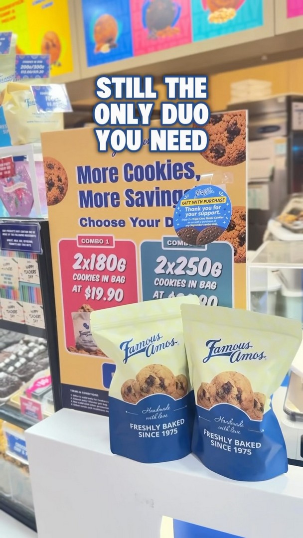 Famous-Amos-Cookie-Promotion-–-Get-2-x-250g-Cookie-Bags 15-30 September 2026: Famous Amos: Cookie Promotion – Get 2 x 250g Cookie Bags for $26.90 + 2 Free Triple Chocolate Cookies