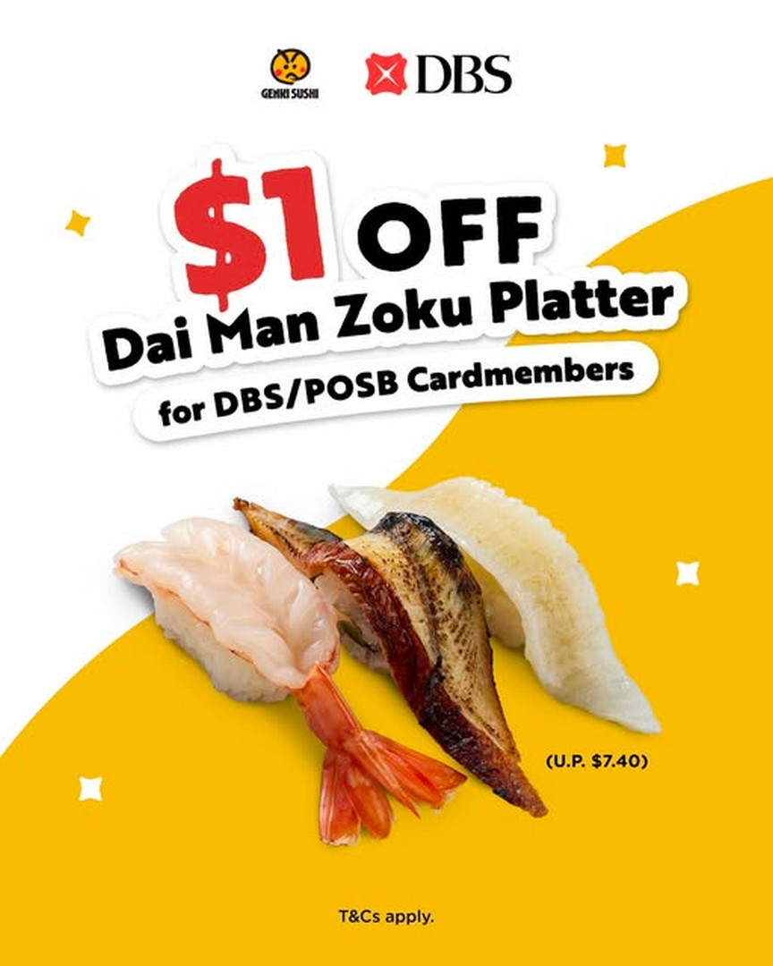 Genki-Sushi-Singapore-1-OFF-Dai-Man-Zoku-Platter-Promotion 9-20 September 2026: Genki Sushi Singapore: $1 OFF Dai Man Zoku Platter Promotion with DBS/POSB Cards