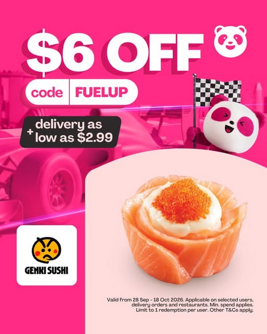 Genki-Sushi-Singapore-6-Off-Foodpanda-Promotion 28 September-18 October 2026: Genki Sushi Singapore: $6 Off Foodpanda Promotion with Delivery from $2.99