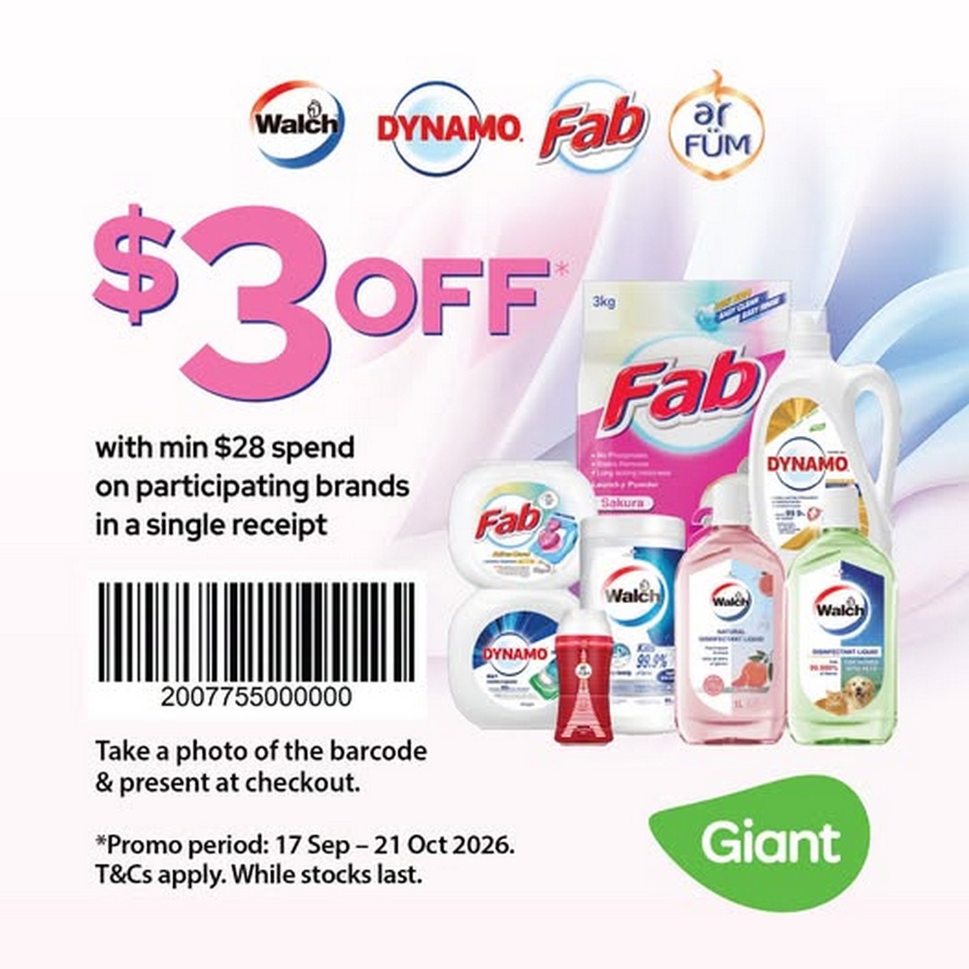 Giant-Singapore-3-OFF-Grocery-Promotion-When-You-Spend 17 September-21 October 2026: Giant Singapore: $3 OFF Grocery Promotion When You Spend $28 on Participating Brands