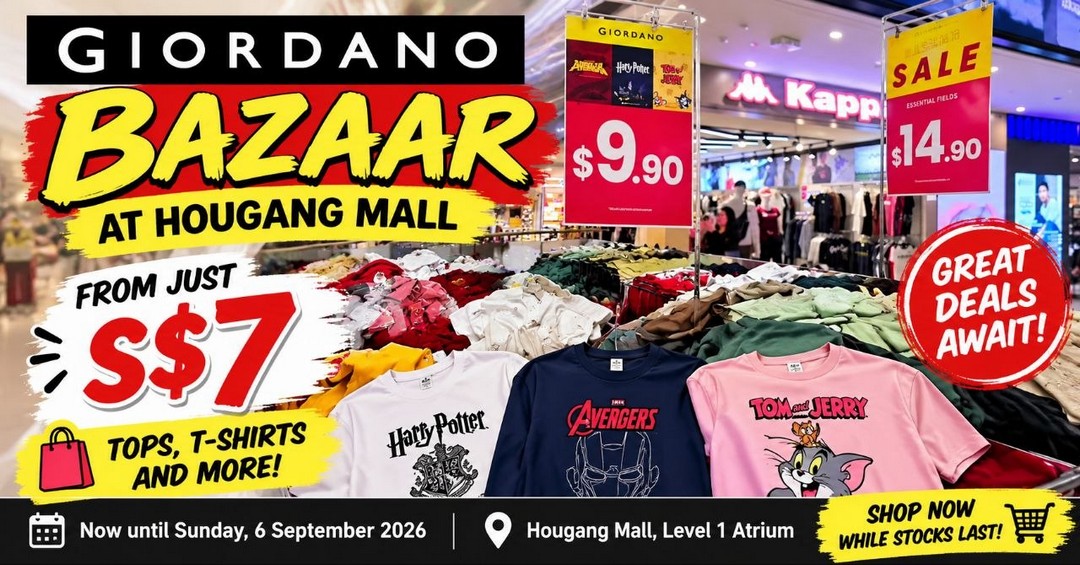 Giordano-Singapore-Promotion-With-Fashion-Deals 29 August-6 September 2026: Giordano Singapore: Promotion With Fashion Deals From S$7 at Hougang Mall