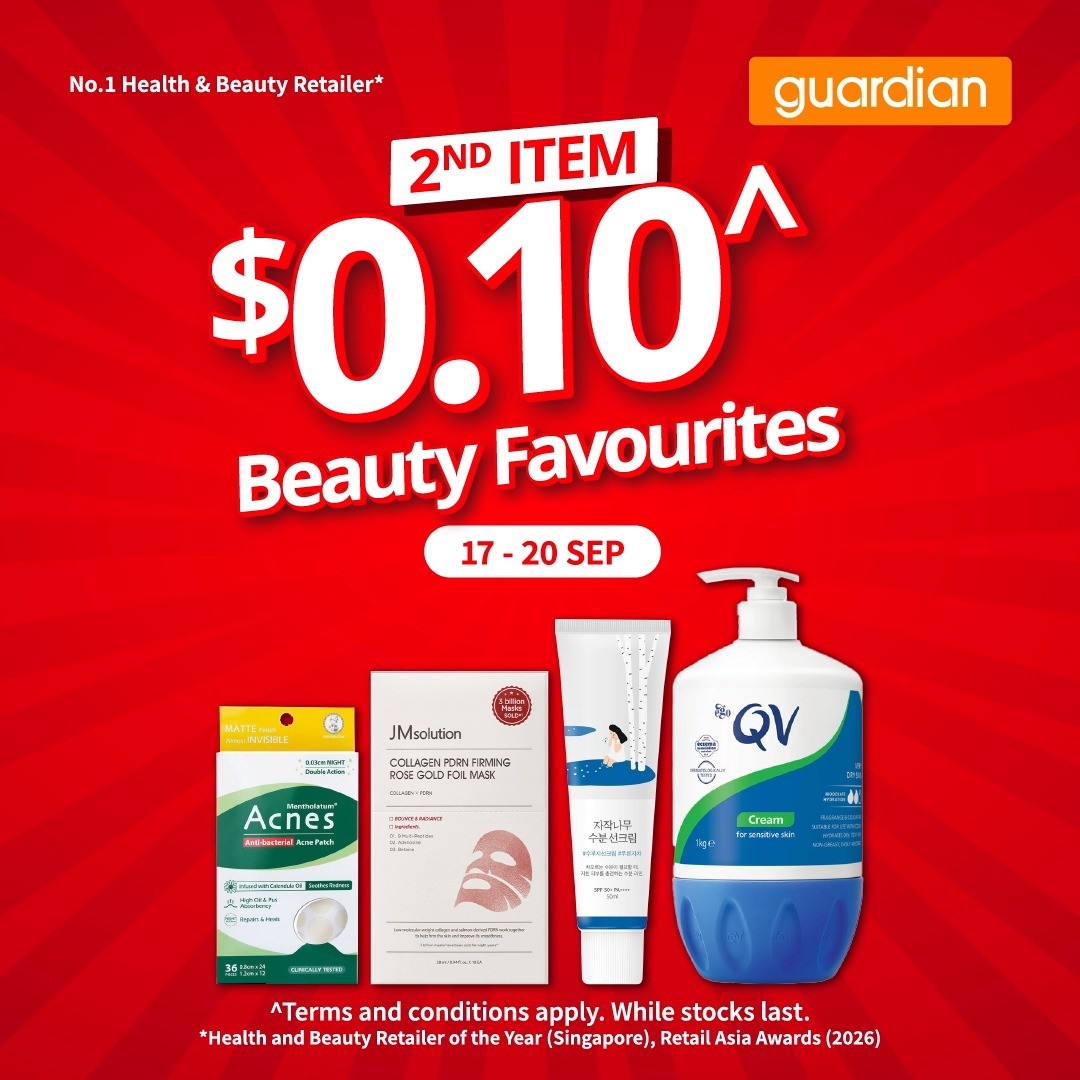 Guardian-2nd-Buy-at-Just-0.10-Promotion-Shop-In-Store 17-20 September 2026: Guardian: 2nd Buy at Just $0.10 Promotion, Shop In-Store, Online or via Guardian App
