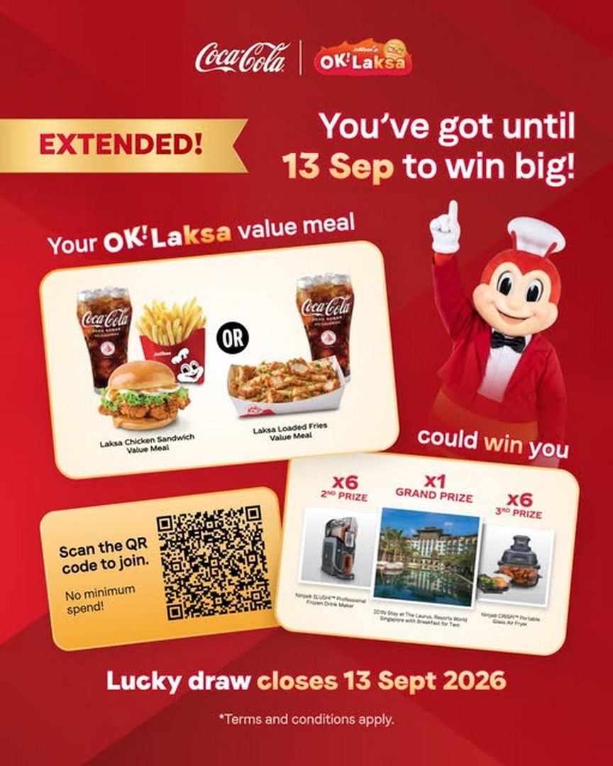 Jollibee-Singapore-OK-Laksa-x-Coca-Cola-Lucky-Draw-Promotion Now to 13 September 2026: Jollibee Singapore: OK Laksa x Coca-Cola Lucky Draw Promotion Extended