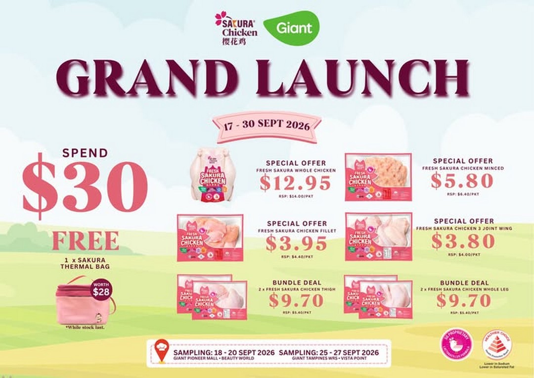 Kee-Song-Singapore-Sakura-Chicken-Grand-Launch-Promotion 17–30 September 2026: Kee Song Singapore: Sakura Chicken Grand Launch Promotion at Giant Singapore – Fresh Chicken Deals & Free $28 Thermal Bag