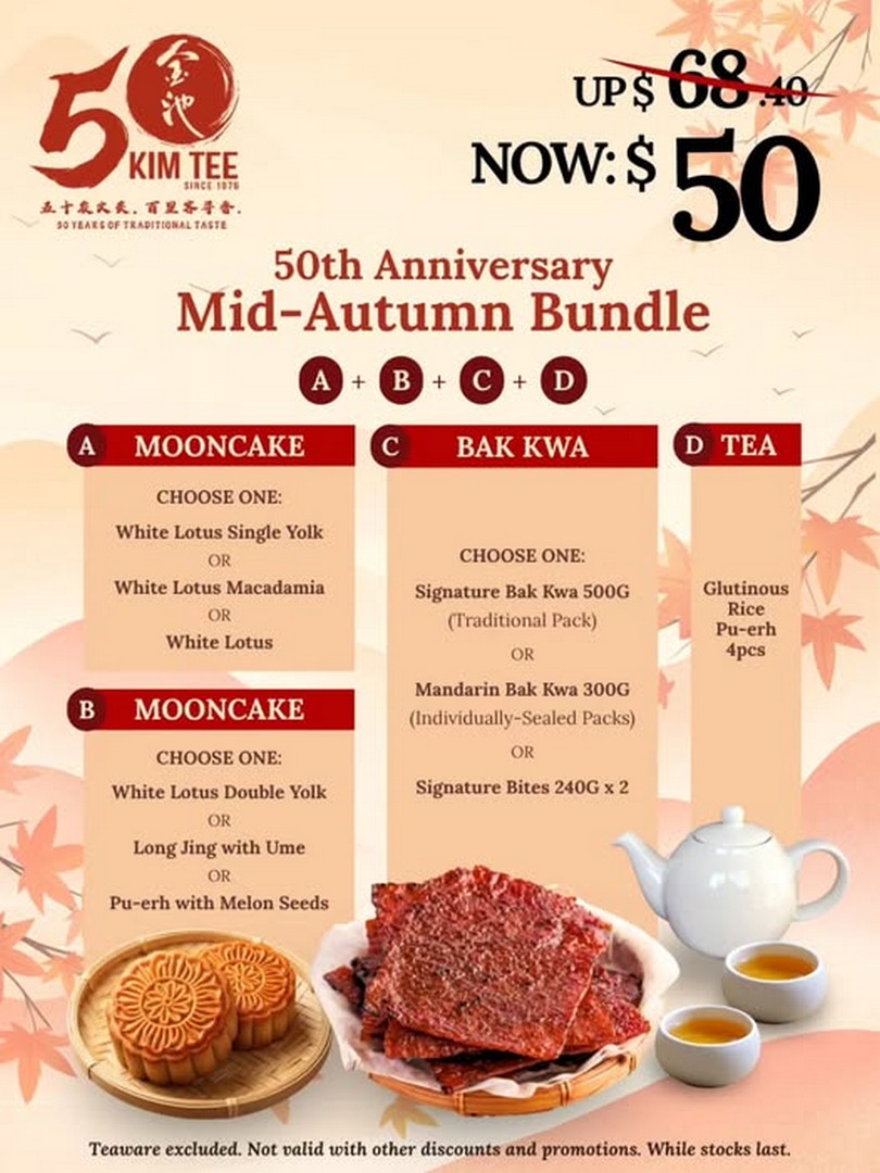 Kim-Tee-Singapore-50th-Anniversary-50-Mid-Autumn-Value-Bundle-Promotion 3 September 2026 onwards: Kim Tee Singapore: 50th Anniversary $50 Mid-Autumn Value Bundle Promotion with Bak Kwa, Mooncakes and Chinese Tea
