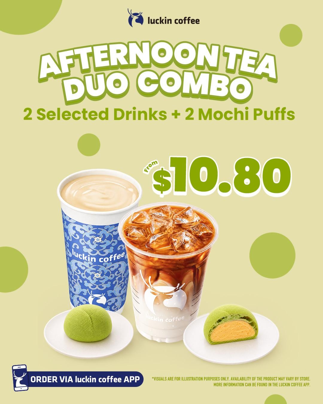 Luckin-Coffee-Afternoon-Tea-Duo-Combo-From-10.80 8-13 September 2026: Luckin Coffee: Afternoon Tea Duo Combo From $10.80: Promotion With 2 Drinks And 2 Mochi Puffs From 2pm Onwards